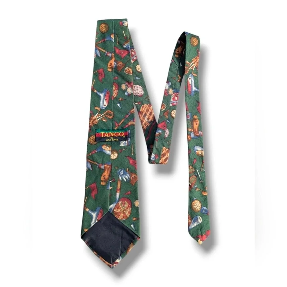 Mens Green Golf Tie Clubs‎ Bags Tees Necktie USA